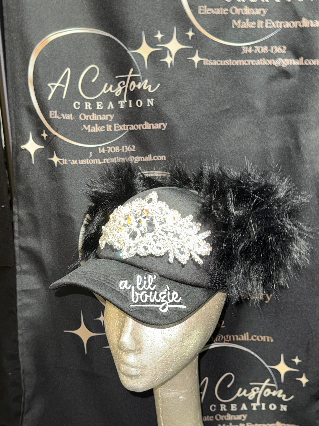 GLAM FUR STATEMENT CAP - "A LIL BOUGIE"