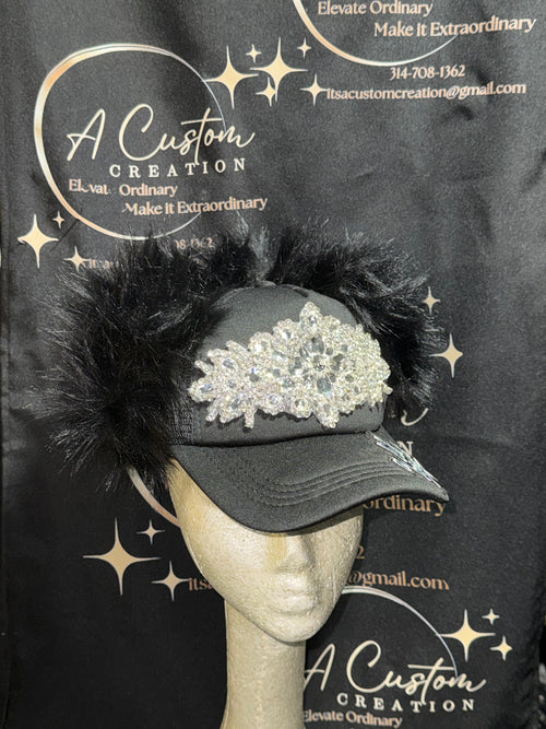GLAM FUR STATEMENT CAP - "A LIL BOUGIE"